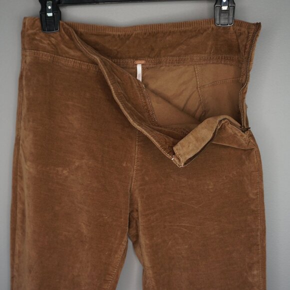 New Free People in My Feelings Velvet Crop Slim Flare Pants in Chocolate sz S - Picture 14 of 16